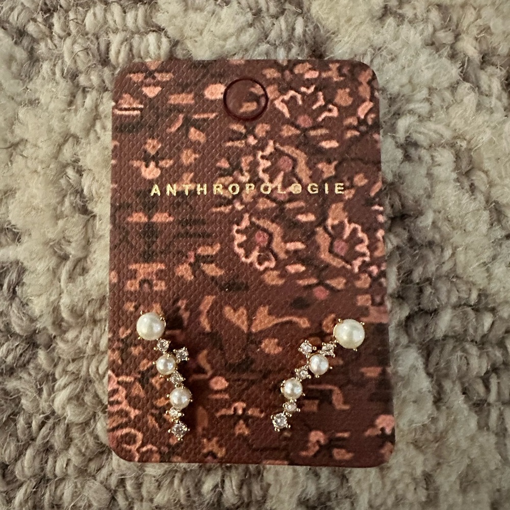Anthropologie Pearl and Crystal Earrings